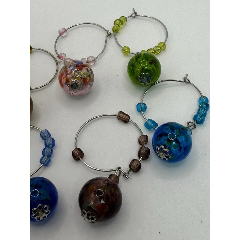 Set of 6‎ Beaded Wine Glass Charms Colorful Drink Markers Party Accessories
